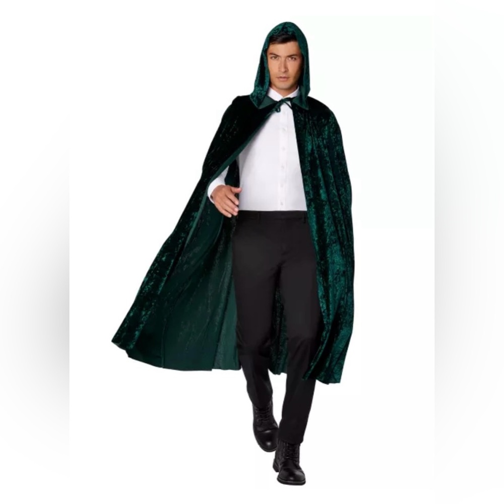 SPIRIT- Emerald Green Cape. Velvet Hooded Cape